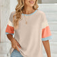 Lovelet Color Block Round Neck Half Sleeve T-Shirt