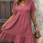 V-Neck Short Sleeve Mini Dress