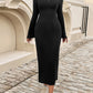 Devine Tied V-Neck Long Sleeve Sweater Dress