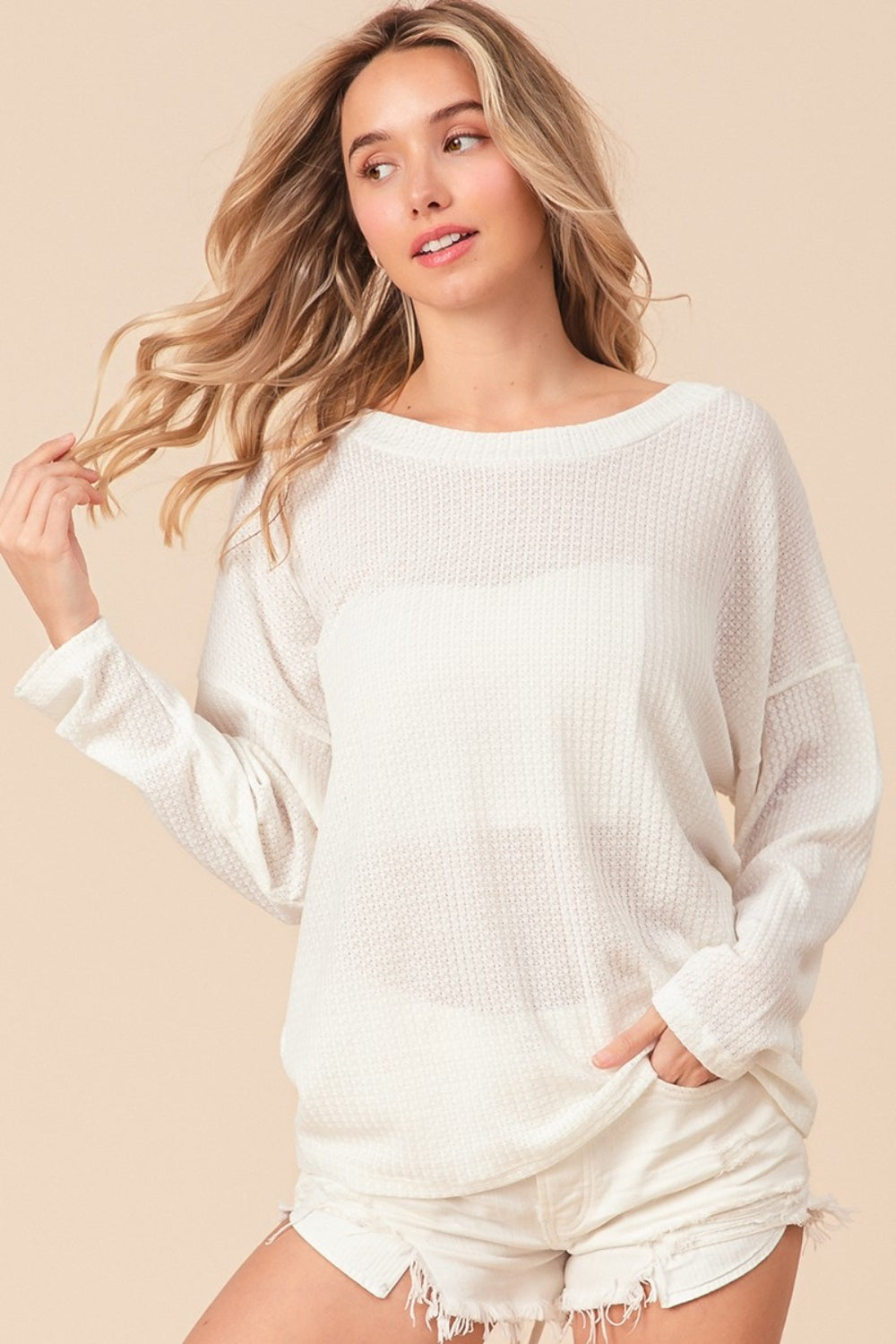 BiBi Waffled Backless Drawstring T-Shirt - Brand BiBi *