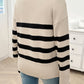 Striped Collared Neck Long Sleeve Sweater