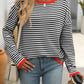 Mandy Striped Round Neck Long Sleeve Sweater