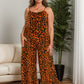 Full Size Leopard Scoop Neck Wide Leg Jumpsuit