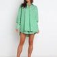 Full Size Striped Dropped Shoulder Shirt and Shorts Set