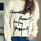 Letter Contrast Round Neck Dropped Shoulder Sweater
