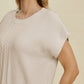 Double Take Full Size Cable-Knit Round Neck Short Sleeve Sweater