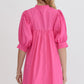 Oh Frill Notched Puff Sleeve Babydoll Mini Dress