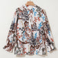 Printed Notched Flounce Sleeve Blouse