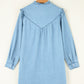 Button Up Notched Long Sleeve Denim Dress