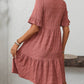 Mandy Ruffled Ruched Round Neck Half Sleeve Dress