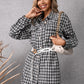 Pocketed Plaid Long Sleeve Mini Dress