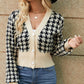 Houndstooth Button Up Long Sleeve Cardigan