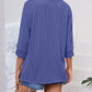 Full Size Textured Round Neck Three-Quarter Sleeve Blouse