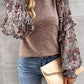 Heathered Floral Frill Lantern Sleeve Blouse