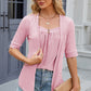 Full Size Eyelet Half Sleeve T-Shirt