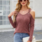 Ribbed Cold Shoulder Long Sleeve Top