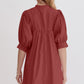 Oh Frill Notched Puff Sleeve Babydoll Mini Dress