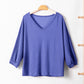 Texture V-Neck Long Sleeve Top