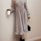 Ruched Ruffled Leopard Long Sleeve Dress
