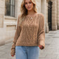 Round Neck Dropped Shoulder Long Sleeve Sweater