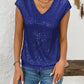 Sequin V-Neck Cap Sleeve Top