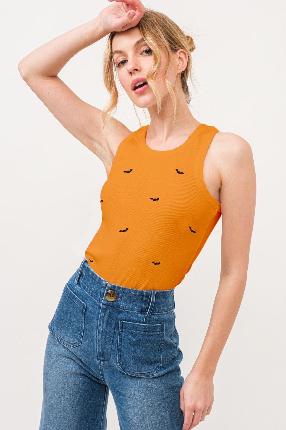 And The Why Bat Embroidered Ribbed Tank *