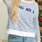 FIRECRACKER Striped Round Neck Long Sleeve Sweatshirt