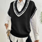 Pearl Trim Contrast V-Neck Sweater Vest