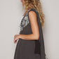 POL Embroidered Pearls Open Front Sleeveless Cardigan