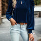 Women's Ava Tie Up Mock Neck Velvet Fabric Long Sleeve Blouse