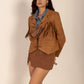 Tied Tassel Collared Neck Long Sleeve Jacket