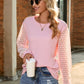 Full Size Round Neck Lace Long Sleeve T-Shirt Plus Size