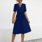 Tied Notched Short Sleeve Dress