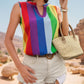 Color Block Notched Sleeveless Top
