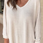 Side Slit V-Neck Long Sleeve Top