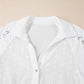 Embroidered Eyelet Collared Neck Long Sleeve Shirt