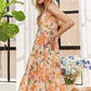 ADORA Smocked Back Floral Adjustable Strap Midi Dress
