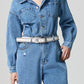 Distressed Button Down Drop Shoulder Denim Jumpsuit