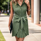 Tied Button Up Sleeveless Mini Dress