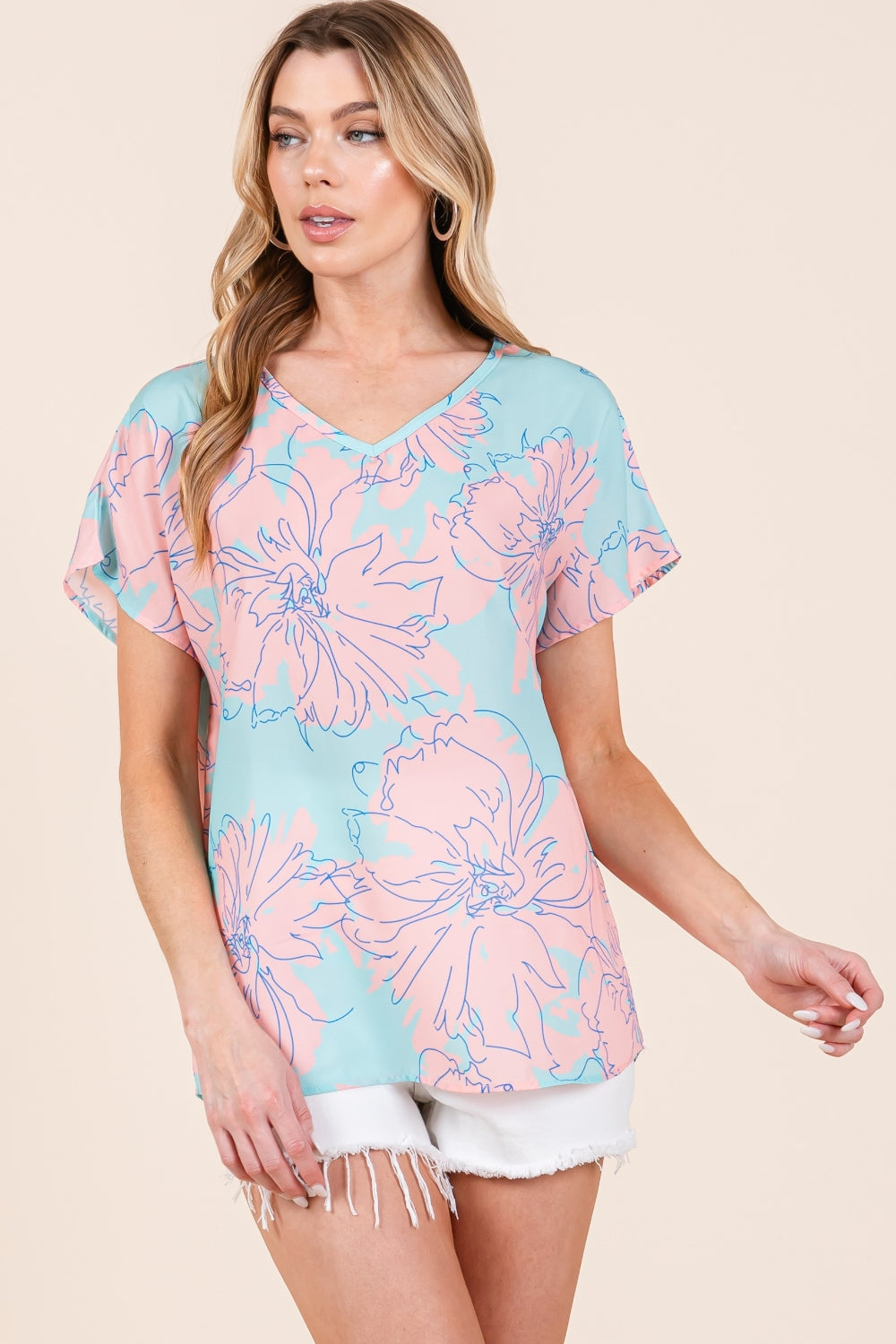 BOMBOM Floral Short Sleeve T-Shirt *