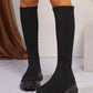 Round Toe Platform Woven Boots