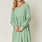 Double Take Full Size V-Neck Balloon Sleeve Tiered Dress