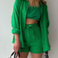 Full Size Texture Button Up Shirt and Drawstring Shorts Set