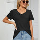 Ruched V-Neck Short Sleeve T-Shirt