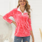 Shiny Tie-Dye Half Button Long Sleeve T-Shirt