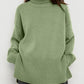 Side Slit Turtleneck Drop Shoulder Sweater