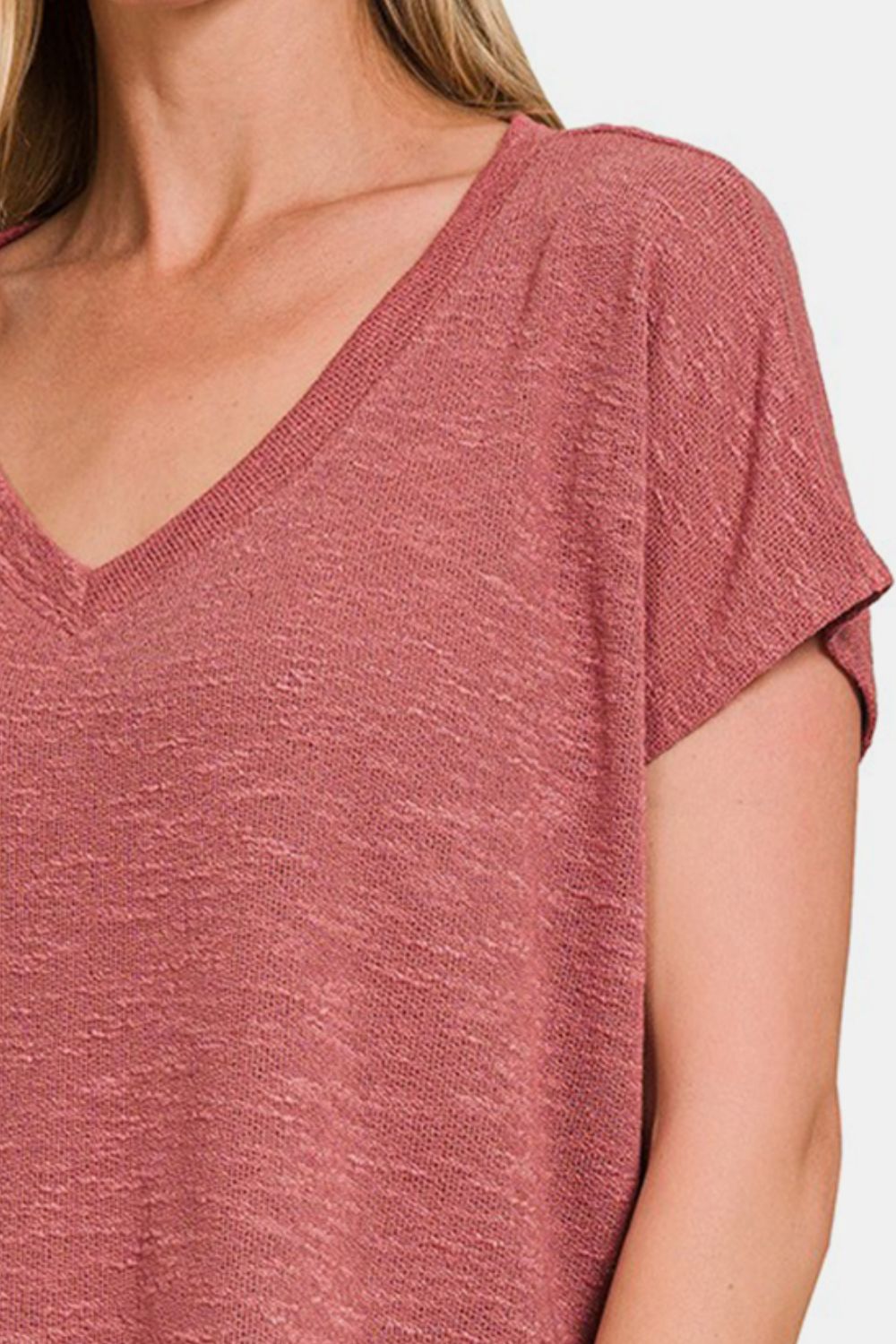 Zenana V-Neck Short Sleeve Crop T-Shirt *