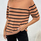 Striped Round Neck Half Sleeve Knit Top