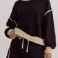 Contrast Trim Round Neck Top and Skort Set