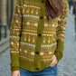 Graphic Button Down Long Sleeve Cardigan